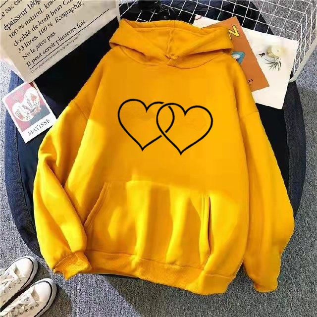 Korean Style Plush Couple Hooded Hoodies Women Casual Loose Long Sleeve Coat Hoodie for Autumn Winter