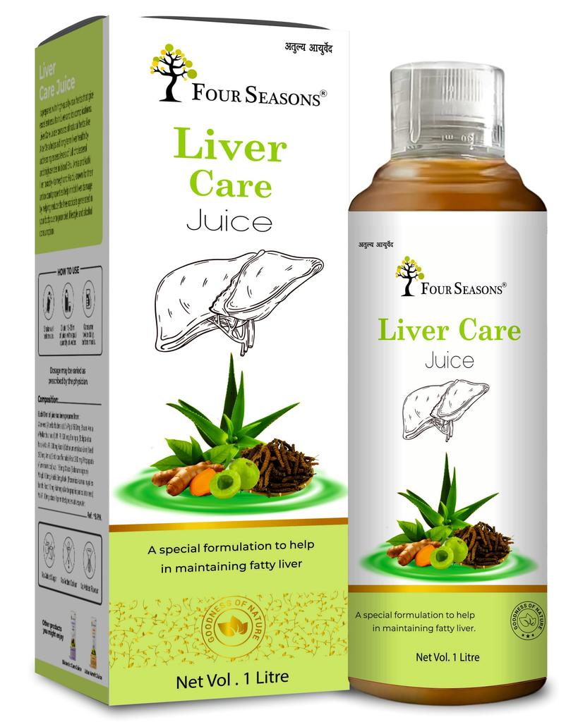 Four Seasons Pure Ayurvedic Liver Detox & Care Juice – Natural Fatty Liver Support Tonic with Bhumi Amla, Kalmegh & Punarnava – 100% Herbal & Sug