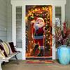 Large Santa Claus Christmas Door Cover 2025 Xmas Outdoor Decoration Funny Santa Hanging Backdrop for Home Porch Front Door
