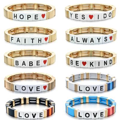 Nouă țiglă personalizată Bratara Charms Love Heart Handmade Femei Copii Bijuterii Gravate Scrisoare Bratara Cadou Moda