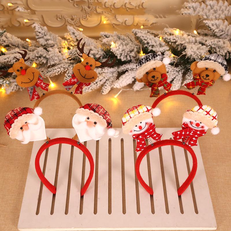 Vintage Plaid Old Man Christmas Headband - Festive Holiday Decorations