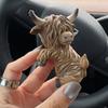 Mini Highland Cow Pot Hugger for Planter Miniature Animal Flower Pot Climber Resin Calf Sculpture for Outdoor Garden Patio Fence Lawn Yard Decor