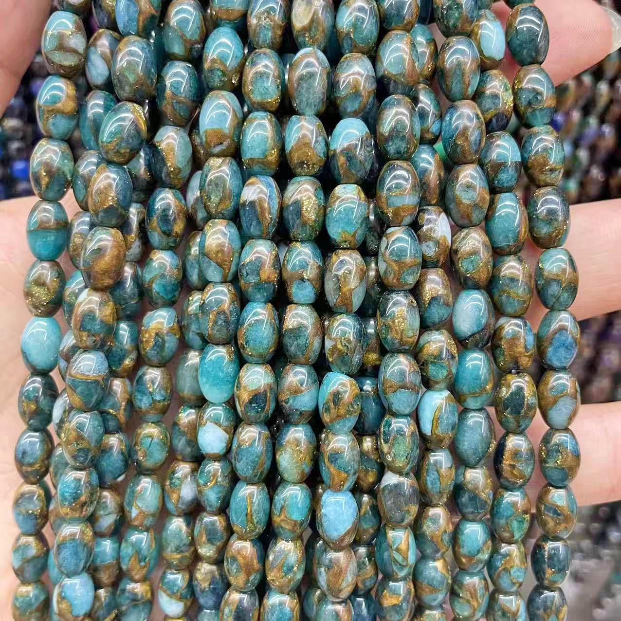 

6x9mm Blue Goldstone Cloisonné Crystal Barrel Beads for DIY Jewelry Making 6*9mm, Approx 38cm синій