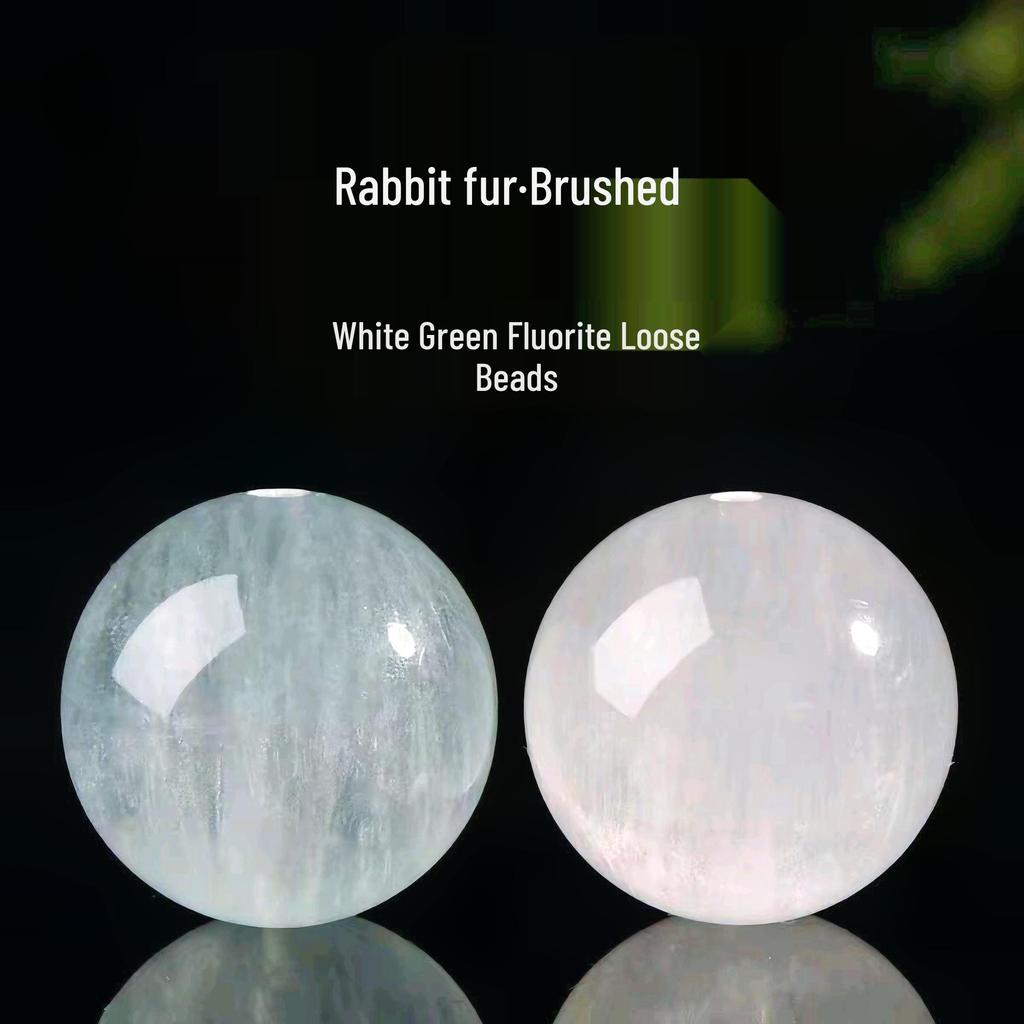 White Fluorite & Green Rabbit Hair Silk Beads for DIY Jewelry Bracelets & Necklaces