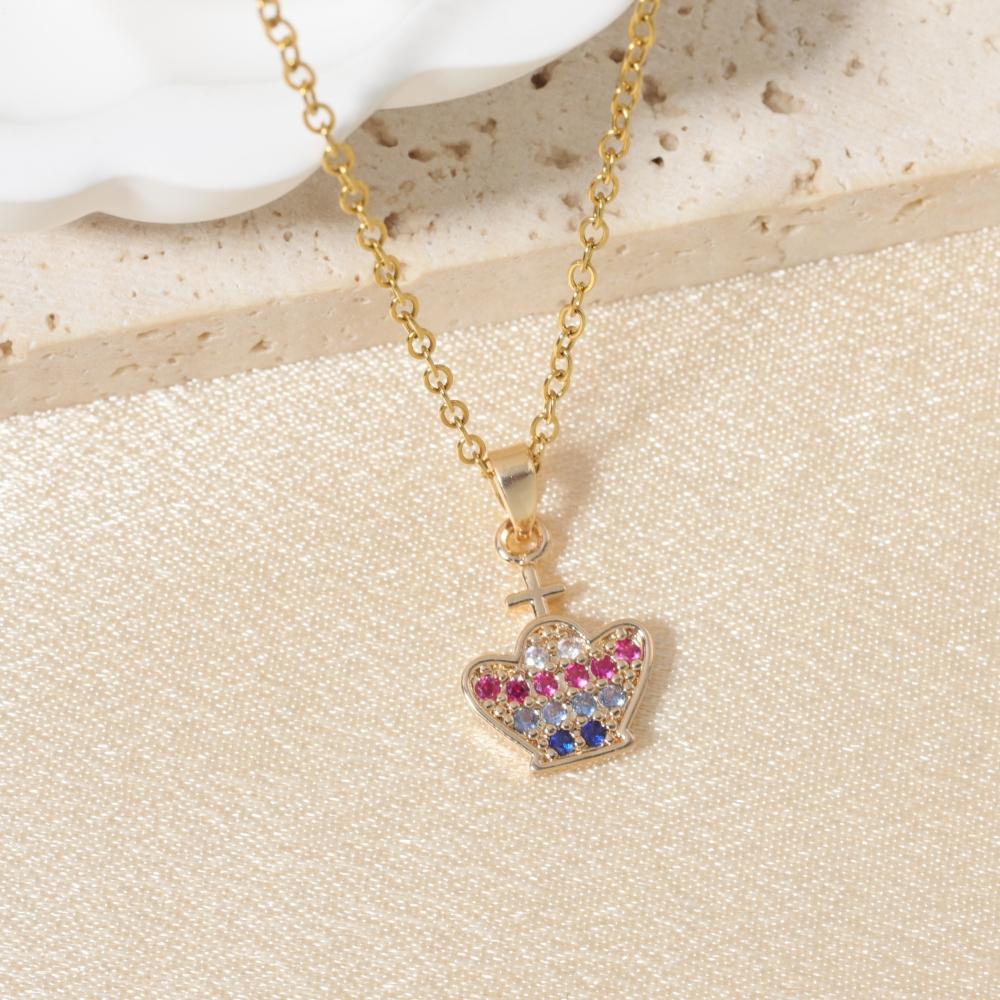 Fashion Geometry Zirconia Pendant Necklaces for Women Stainless Steel Jewelry Party Accessories золотой