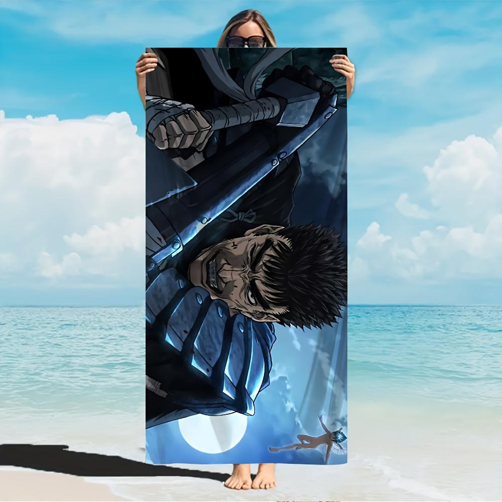 1pc Anime Berserk Guts Black Swordsman Microfiber Beach Towel Quick Dry Sand Free Soft Absorbent Pool Gym Sports Towel