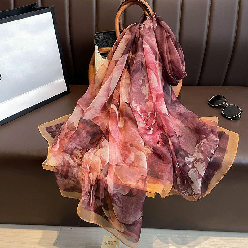 New Beach Stoles Sunscreen Wraps Shawls Silk Scarf Spring Foulard Female Hijab Scarves Wraps for Women Hijab Headband Bandana