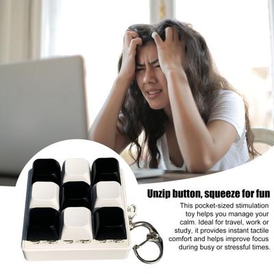 Black White Keyboard Fidget Toy Stress Anxiety Relief 9 Keys Keyboard Clicker Keychain Decompression Button Sensory Toy