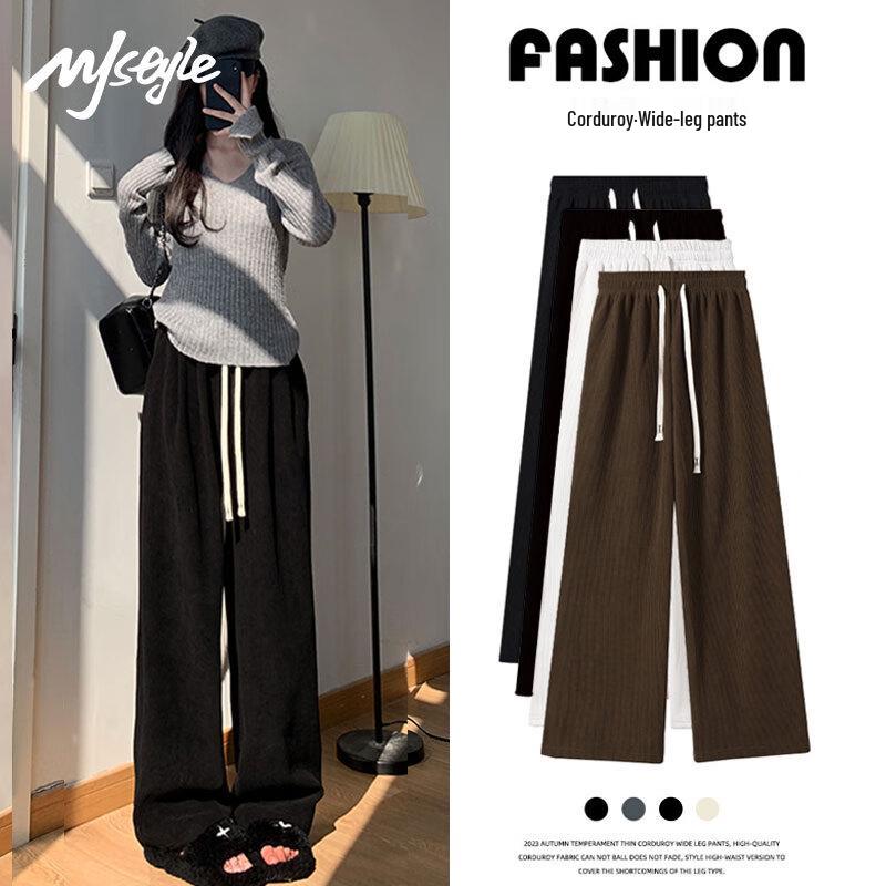 MJ STYLE Damen Winter Plüschgefütterte Cordhose mit geradem Bein