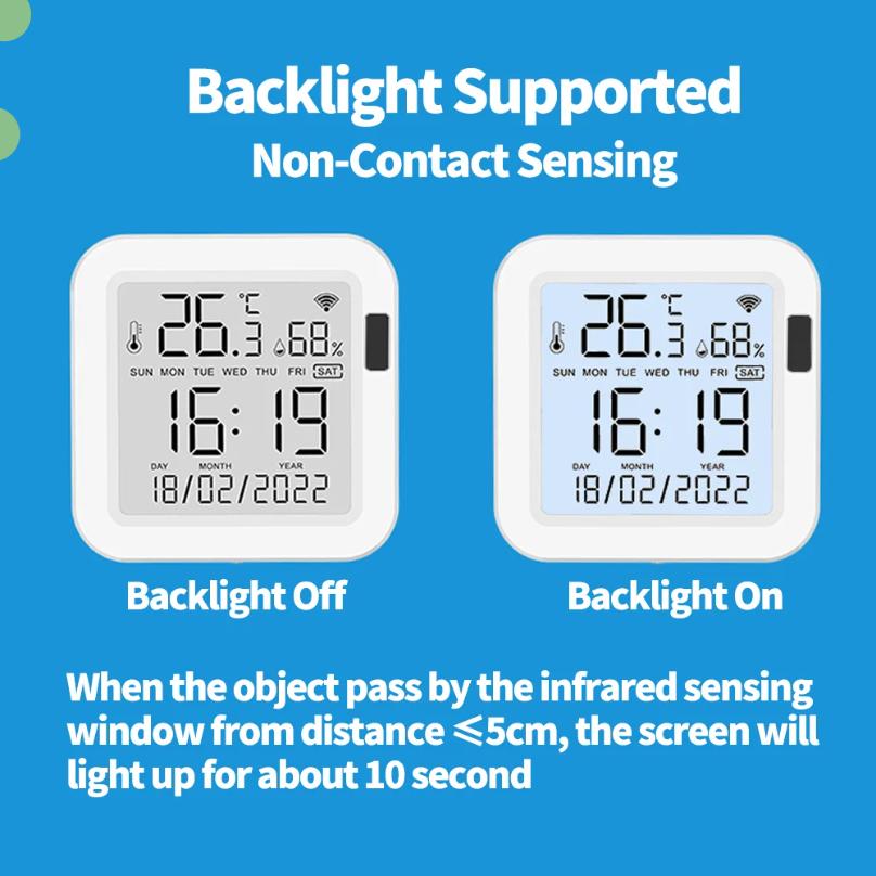 Smart Thermometer Hygrometer Tuya WiFi Temperature and Humidity Sensor With Backlight APP Remote Control Work with Tuya Alexa