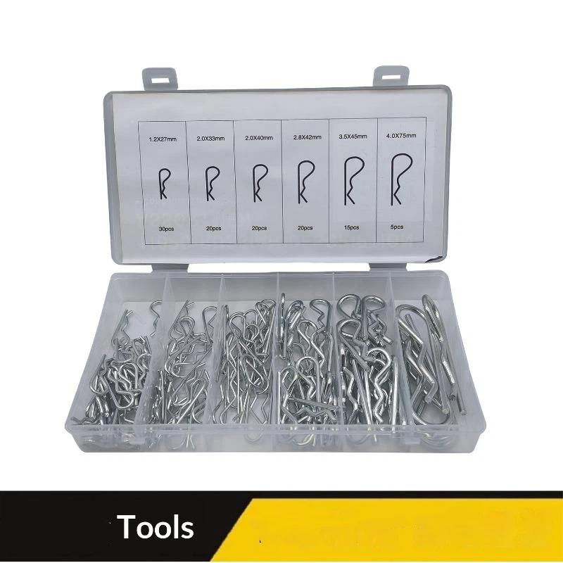 150Pcs Cotter Pin Set 2mm R-Clips Spring Connectors High Hardness Splint Pins for Car Repair DIY Handcraft Hardware Use