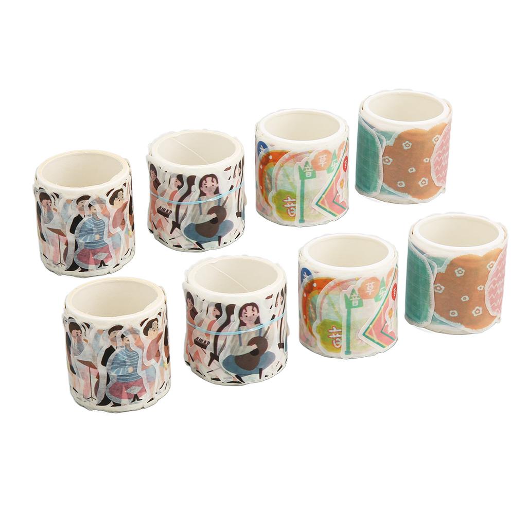 8 Rolls Japanese Paper Tape 35mm Wide Multiple Irregular Shape DIY Handbook Diary Decorative Tape