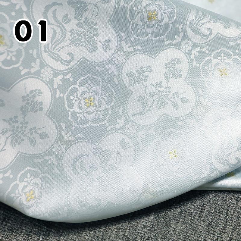 1M Chinese Weaving Gold Yarn Jacquard Fabric Chic Lotus Pattern Designer Fabric For DIY Hanfu Dress Chinese Antique Costume