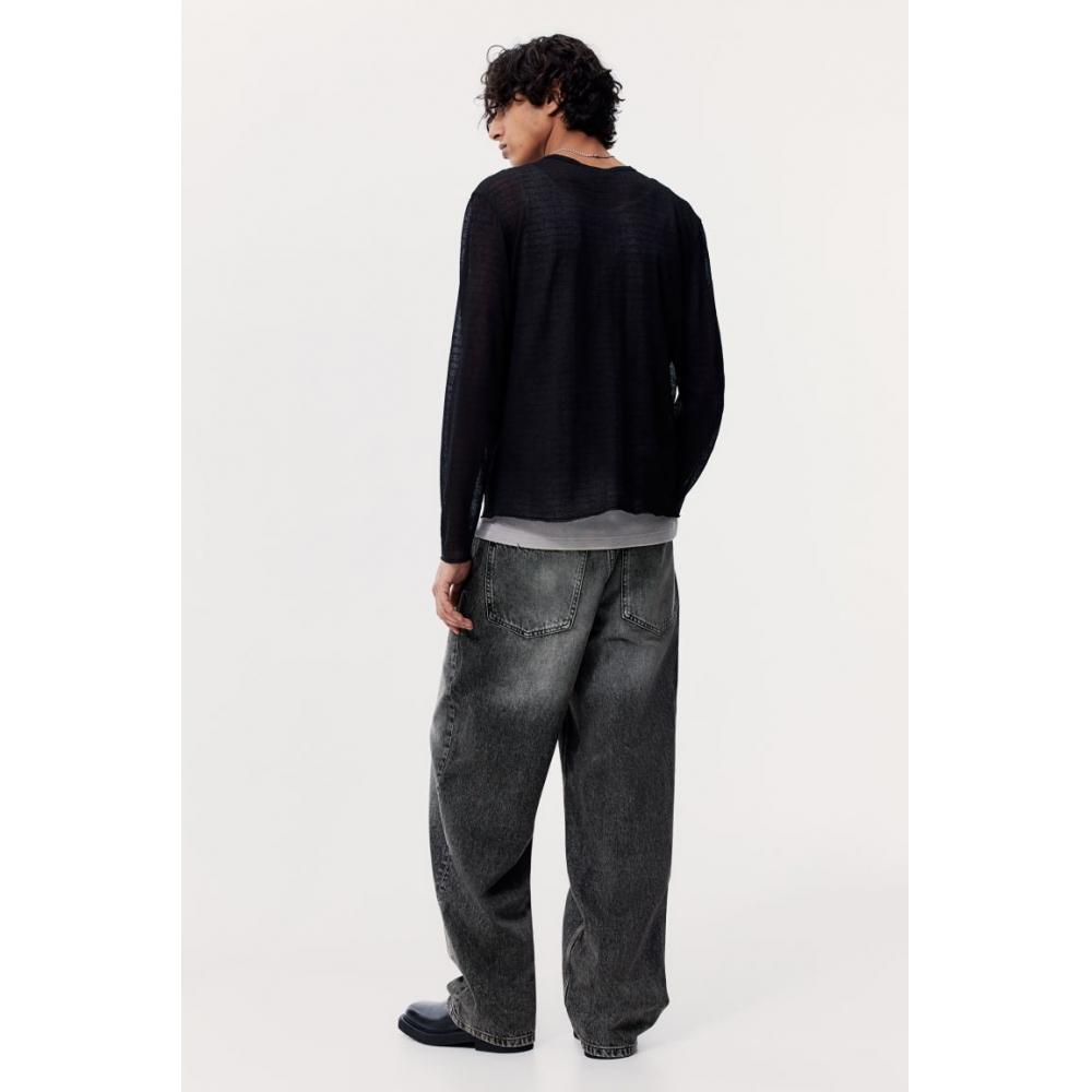 H M Baggy Jeans Dark deniM Grey