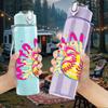 1PC Colorful Softball Bow Graffiti Art 750ml Color Plastic Water Bottle Leakproof Flip Straw Lid For Sports Office Home Use