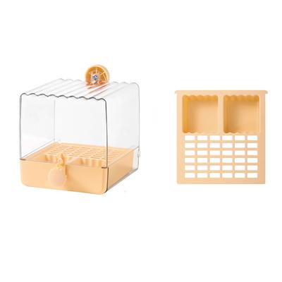 Transparent Parrot Bath Bottom Drawer Multi-functional Birdbath Feeder Food Holder Box Splash Proof Bird Bathtub