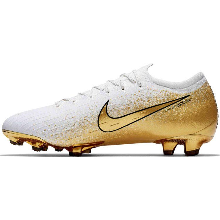 Nike Mercurial Vapor 12 FG Firm Ground Abrasion Resistant Breathable Soccer Shoes Men's White Gold CI0907-170