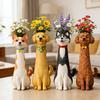 Handcrafted Quirky Dog Vase Whimsical Resin Dog-Shaped Flower Vase for Desk Bookshelf Indoor Outdoor Home Garden Decor
