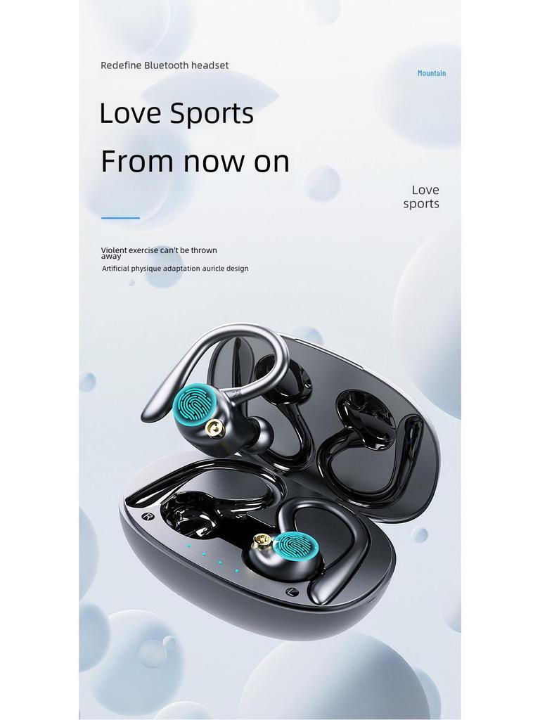 2023 Waterproof Sports Bluetooth Ear-Hook Headset: Wireless, Noise-Reducing, Stereo Sound, Long Battery Life