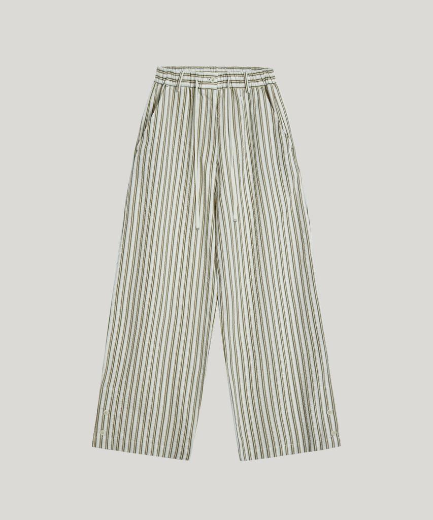 Poeteuseoul Seersucker Stripe Wide Pants_Ivory/Kaki