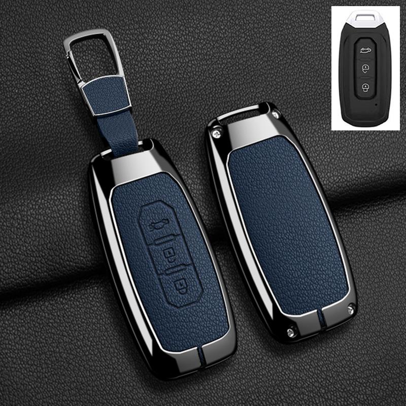 Car Key Cover Fob Shell Protector Case for Ford Territory 2019 2020 2021 2022 2023 2024 Zinc Alloy Leather Keychain Accessories