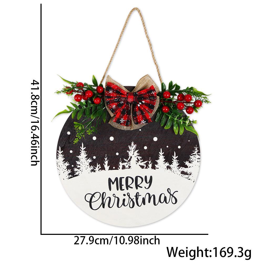 Joyful 28cm Wooden Christmas Door Plaque With Colorful Prints For Atmosphere Festive