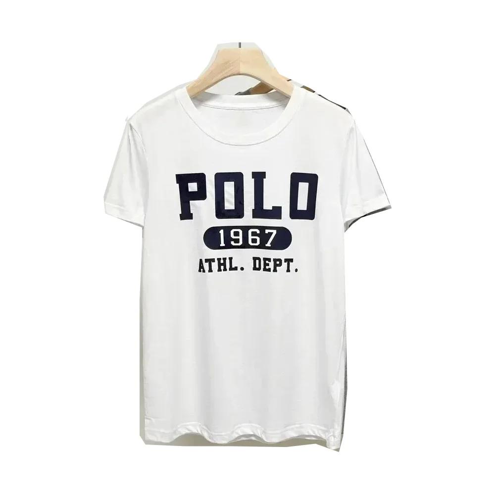 

RLauren T-shirt New Polo1967 Logo Korean Popular Clothes Short Sleeve Y2K Woman Clothing Tops Women s Tops For Summer 71218 S