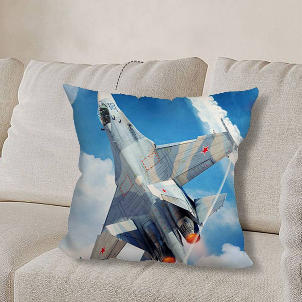 F-F35 F-Fighter Jets F22 Pillow Case Anti-dustmite Pillowcase Invisible Zipper Silky Short Plush Sofa Cushion Cover