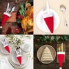 12pcs Red Christmas Mini Hat Cutlery & Wine Bottle Sleeves - Table Decoration Supplies