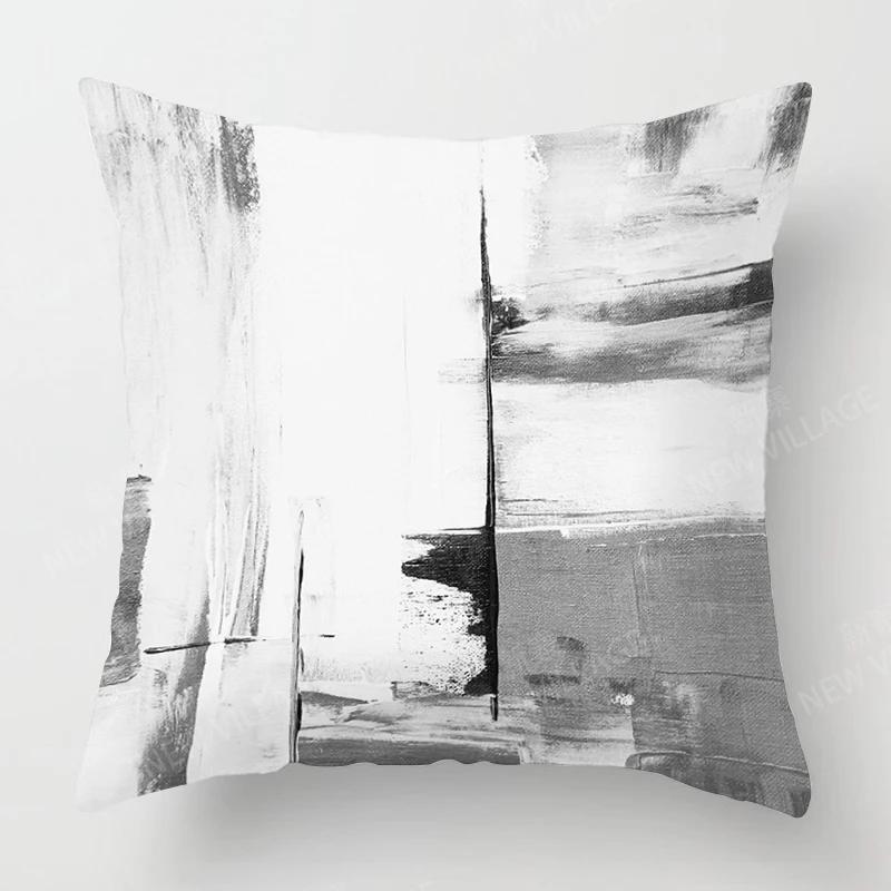 Modern Gray Black Abstract Geometric Cushion Cover Home Decor Pillow Cover Sofa Throw Pillow Cover