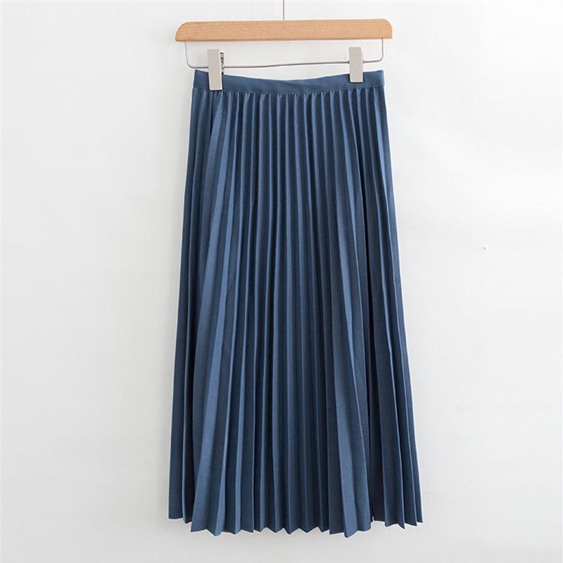 Elegant A Line Pleated Skirt Spring Summer Long Skirt Women Casual High Waisted Maxi Skirts EMA