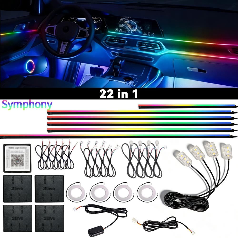6/10/18 In 1 Car Ambient Light For BMW 64 Colors RGB Symphony Hidden LED Neon Strip Music APP Control Interior Atmosphere Lamp