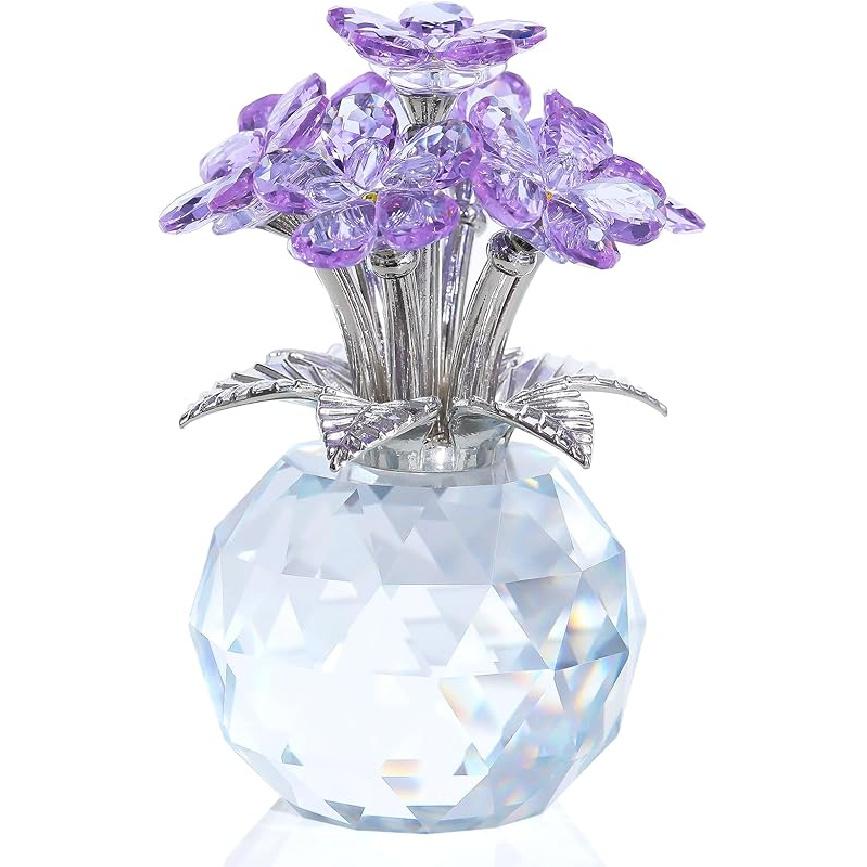 Ornalrist Blue K9 Crystal Forget Me Not Flowers Gifts for Women, Mom, Meaningful Remembrance Gifts, Birthday Gifts for Friend Sister, Glass Purple Forget-me-not
