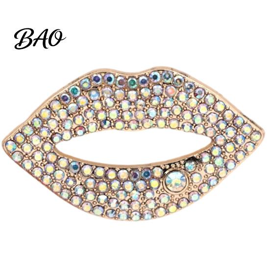 Daily Wear Brooch Sexy Rhinestone Lip for Women, Red Shape Lapel Badge Pin, Clothing Accessory Suits Coats Scarves Shawls Bags Pins