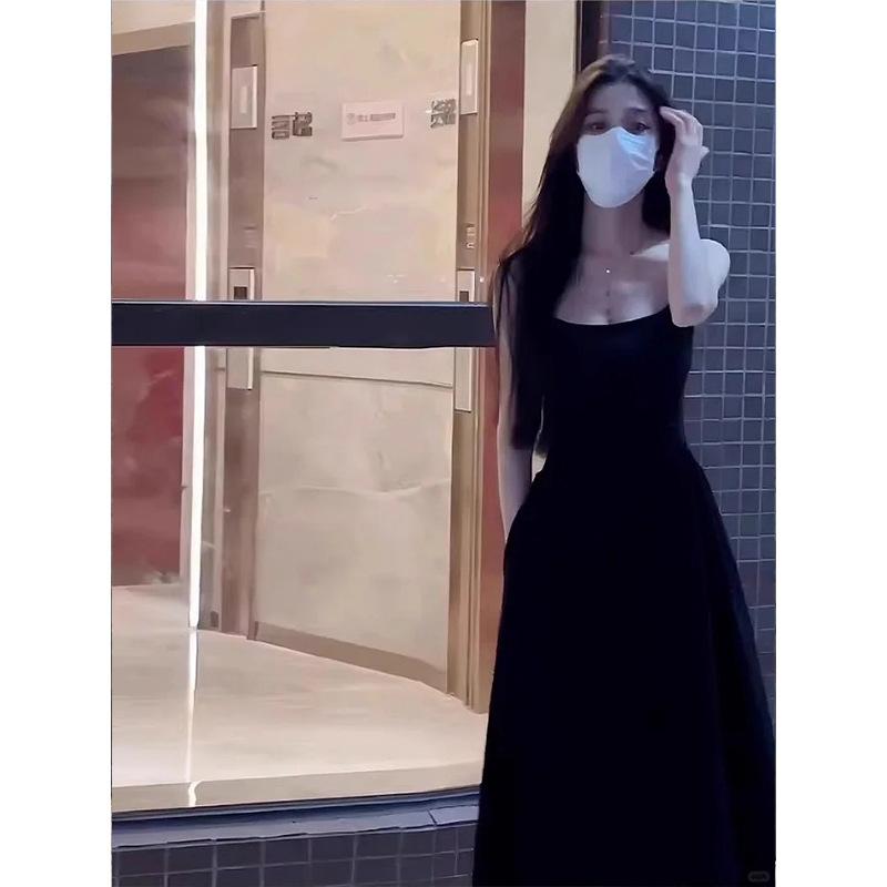 Black Slim Suspender Skirt Slim Skirt Women's Summer Popular New Long Dress High-end Dress