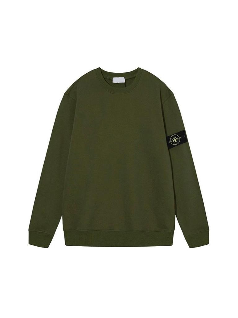 Unisex Solid Color Round Neck Stone Badge Starry Cross Long Sleeve Hoodie