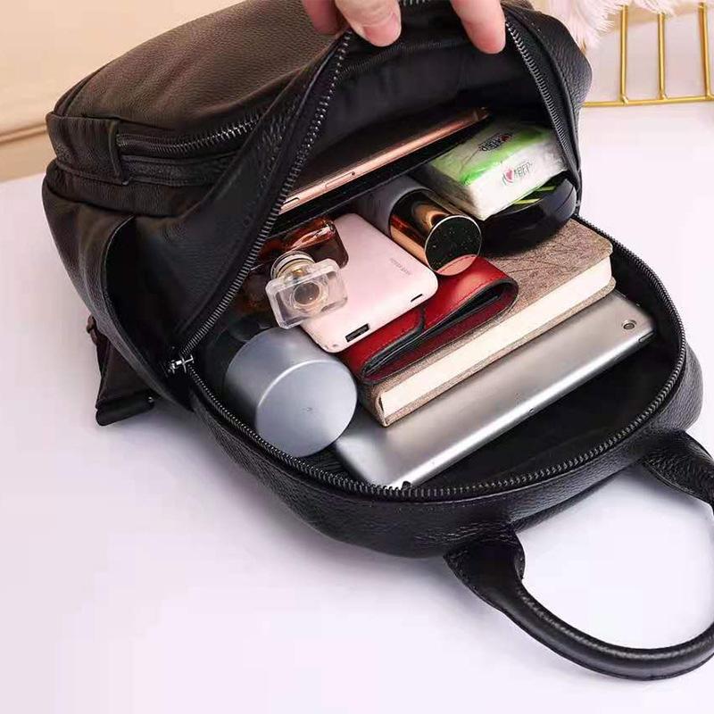 Leather Women'S Bag First Layer Cowhide Casual Backpack Fashion 100 Women'S Backpack Douyin Live 8079