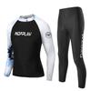 Herren UV-Schutz Rash Guard Set Langarm Oberteil Hose Schnelltrocknend Neoprenanzug Surfen Tauchen Schwimmen