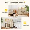 Dog Crate Furniture on Wheels, Dog Cage with 2 Drawers, Sliding Door, for Medium Large Dogs, Oak Tone