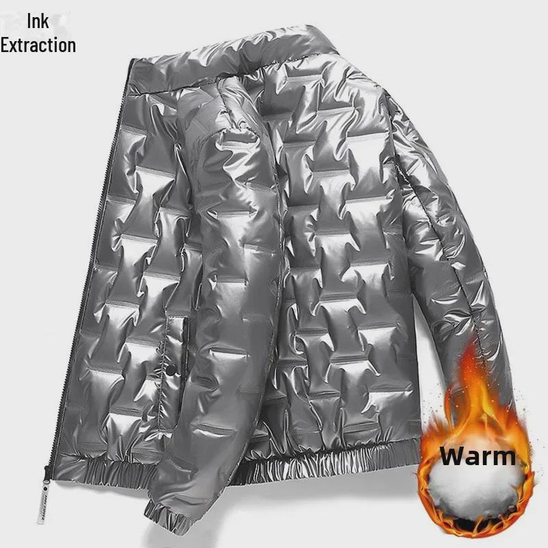 Trendy Men's Hooded Winter Jacket - Warm, Thick, and Shiny Cotton Design