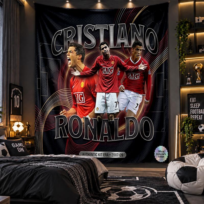 Wall Hanging Tapestry Cristiano Ronaldo Print Cloth for Living Room Bedroom Home Decor