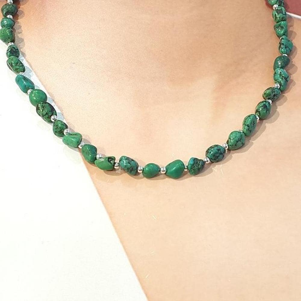 [Bluek] Silver 925 Turquoise Stone Necklace 230215-10 (S9699272)