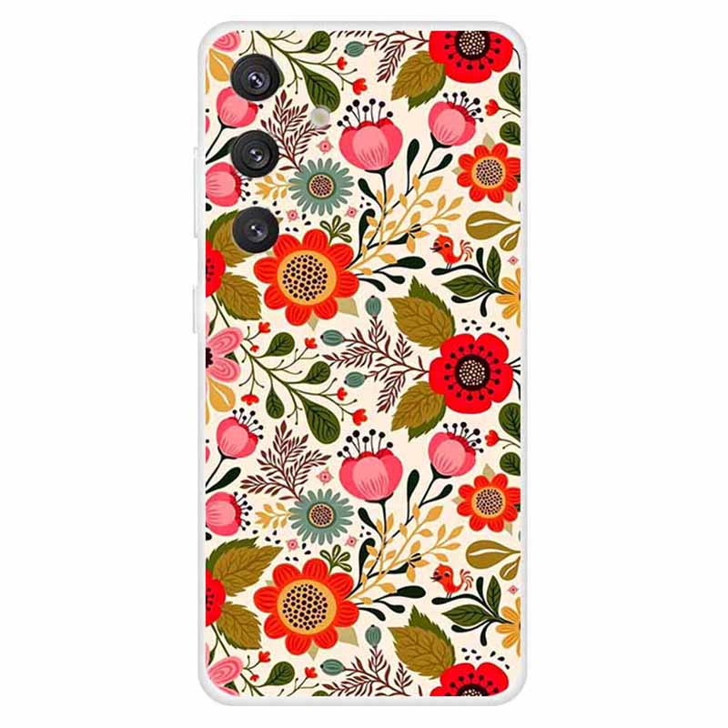 

Для Samsung Galaxy S24 эстетический чехол для телефона тонкий гибкий чехол из ТПУ Colorful Flowers