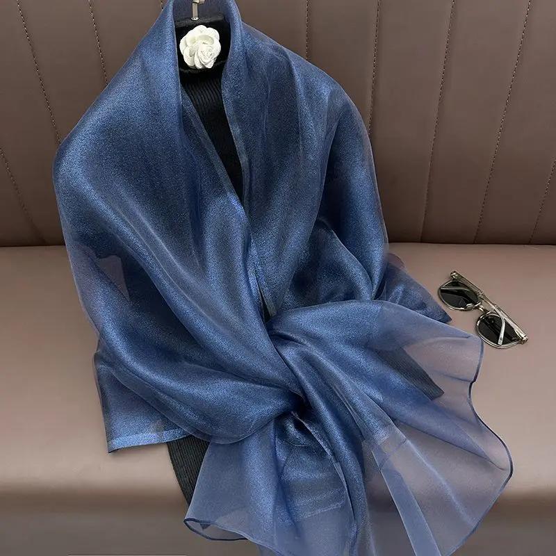 Autumn And Winter New Simulation Silk Double Layer Scarf Shawl Elegant And Elegant Temperament Mom'S Women'S Long