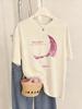 Beautiful Moonlight Prints T-Shirts Women Summer Comfortable Short Sleeve Tops Soft Loose T Shirt Basics O-Neck Womans Clothes