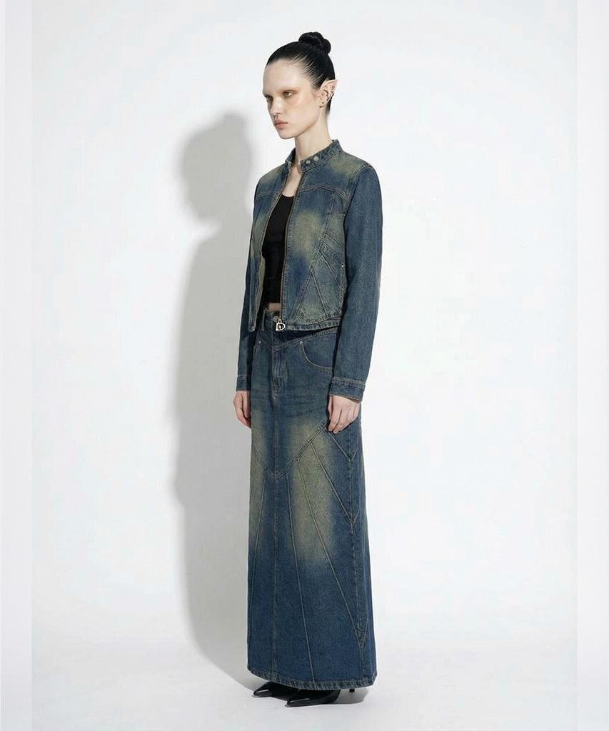 DILETTANTISME Piping Heart Denim Long Skirt