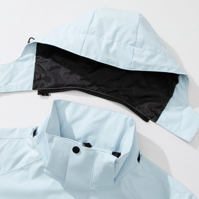 Outdoor Three-In-One Waterproof and Windproof Jacket with Color-Matching Removable Hood Jacket