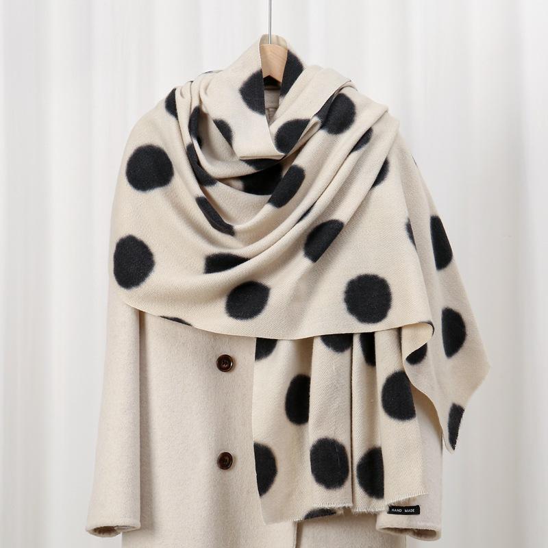 

Полнолуние 70 новый осенне-зимний приятный к коже и теплый шарф из имитации кашемира с принтом ретро горошек простой сто 70*180cm