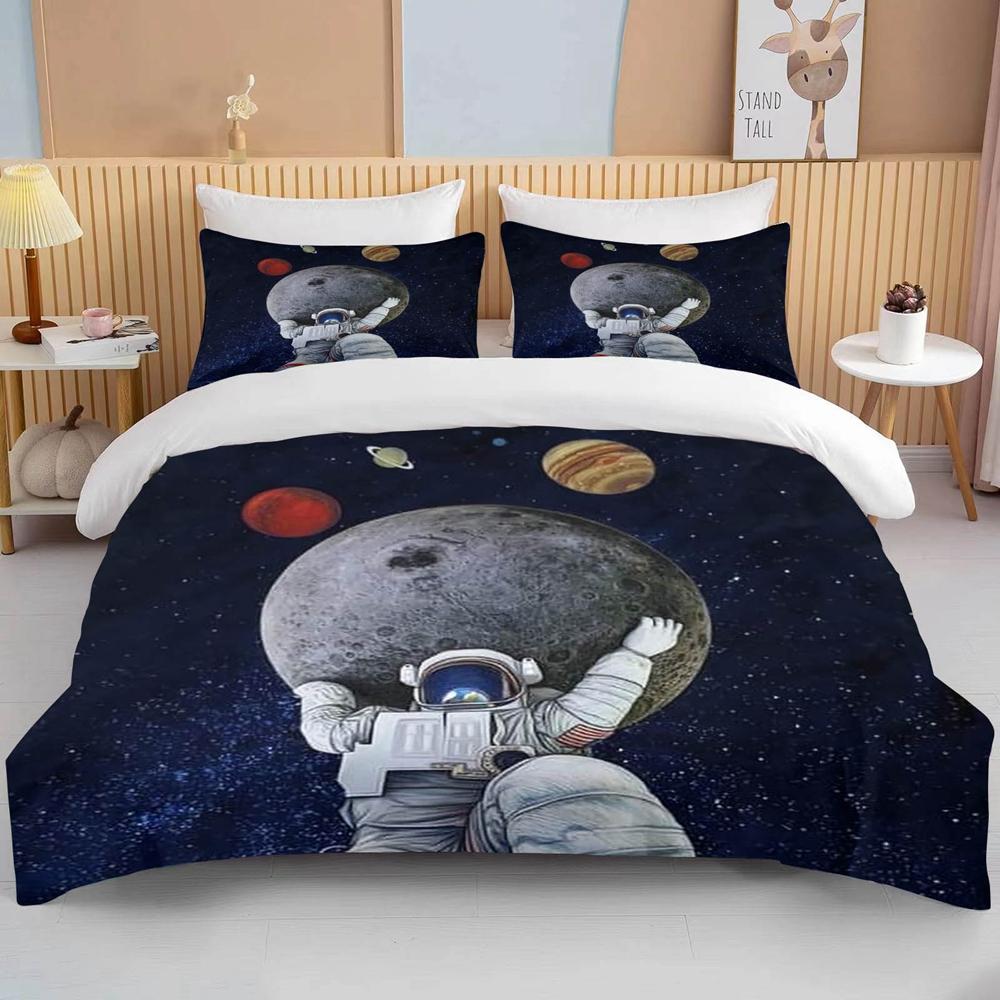 10 Sizes Space Astronaut Bedding Set Queen King Single Cartoons Duvet Covers with Pillowcase Bed Cover Sets for Boys Girls