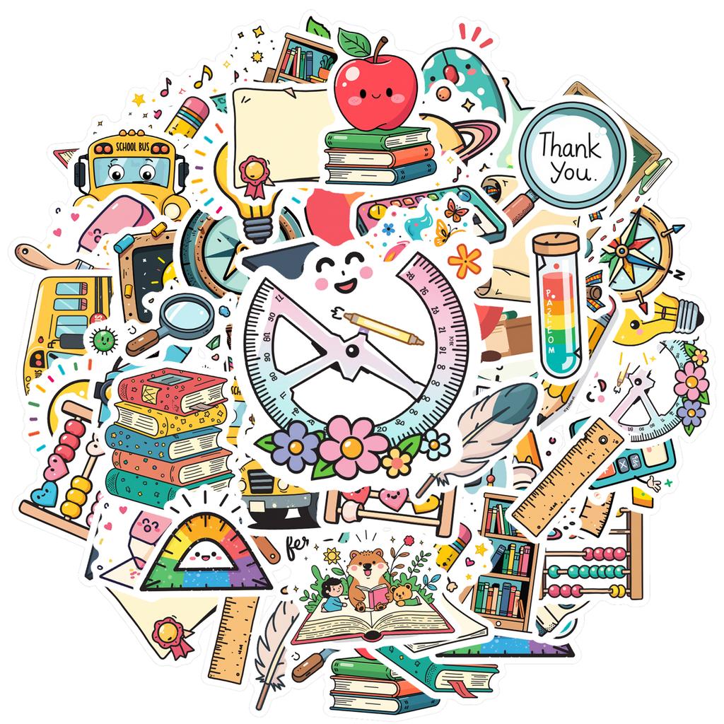 Playful Study Decals Cartoon Learning Teacher Reward Stickers Stationery Stickers For Fridge Laptop Guitar